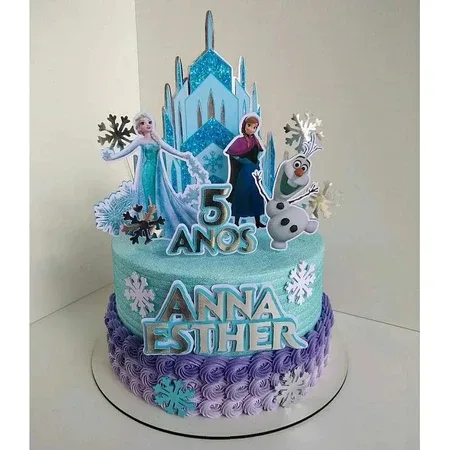 Topo de Bolo Frozen Personalizado com Nome e Idade